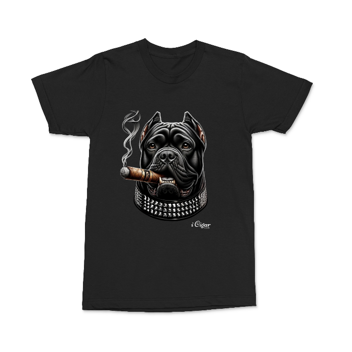 Studded Cane Corso with a Cigar.