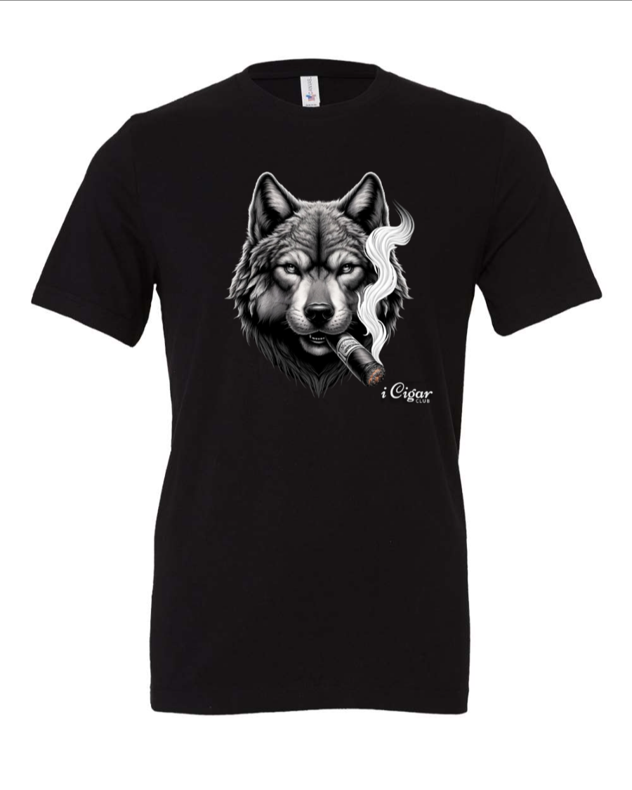 Grey Mackenzie River Wolf smoking a Cigar. - i Cigar Club
