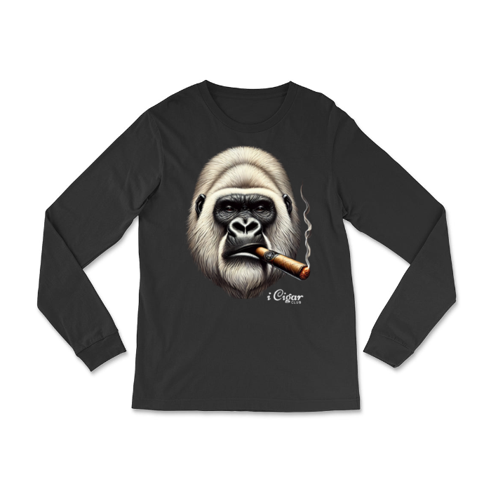 Long Sleeve White Haired Gorilla with a Cigar. - i Cigar Club 