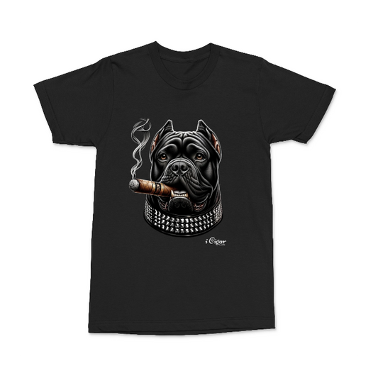 Studded Cane Corso with a Cigar.