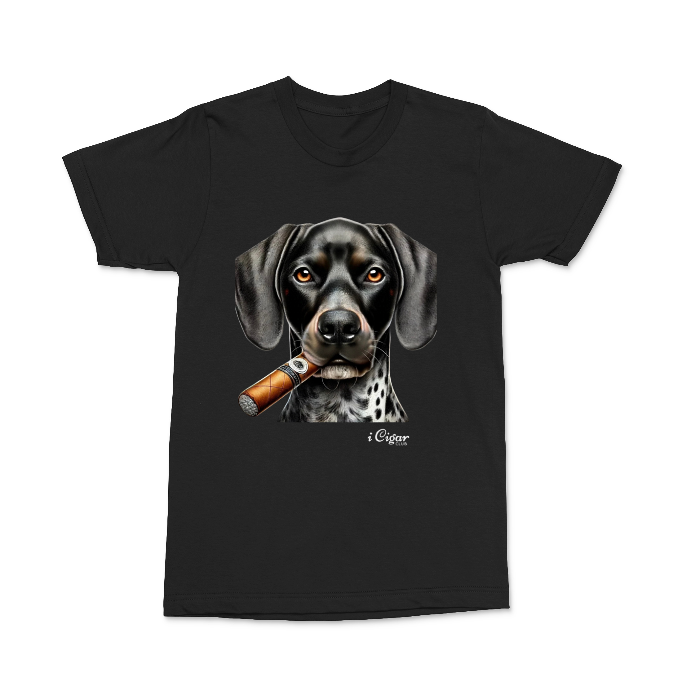 Mini Dachshund Brindle Piebald with a Cigar.