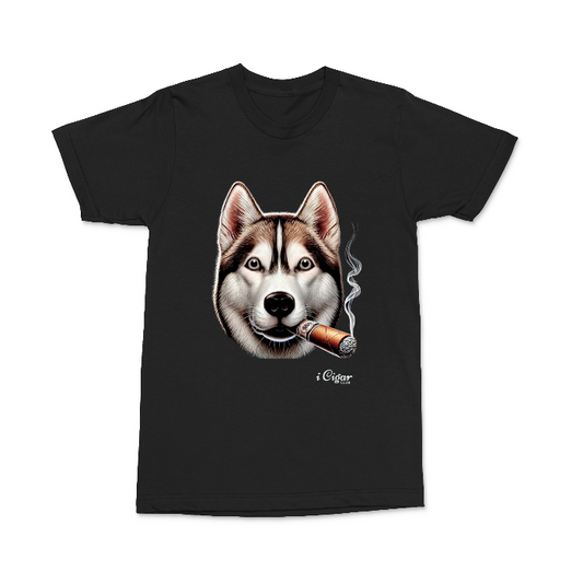 Sable Siberian Husky with a Cigar.