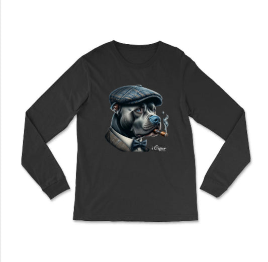 Long Sleeve Blue Nose Pit with a Cigar. - i Cigar Club 