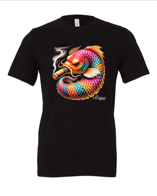 Vibrant Koi Fish smoking a Cigar. - i Cigar Club 