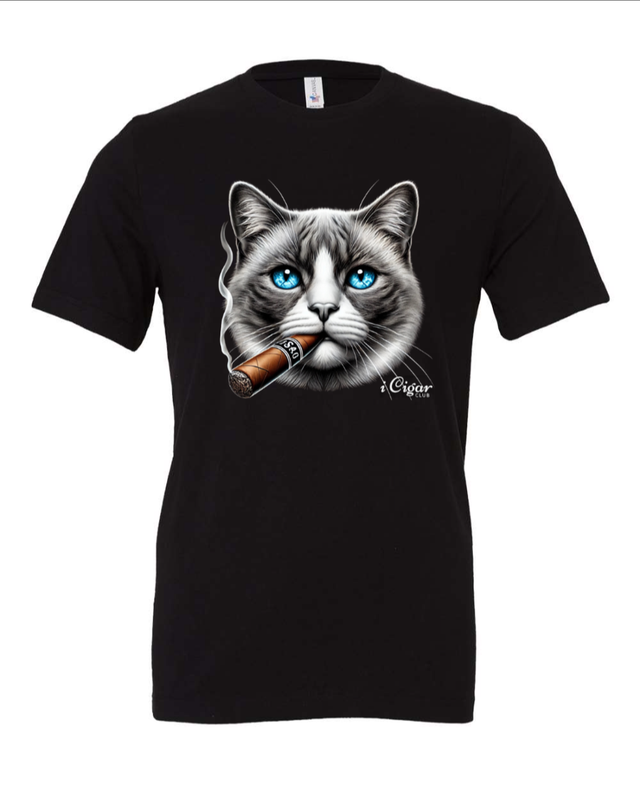 Grey Siamese Cat smoking a Cigar. - i Cigar Club 